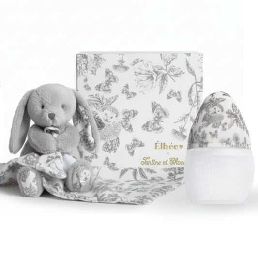 Baby Bottle + Lovey Gift Set | Tartine et Chocolat "Toile de Jouy" Gray