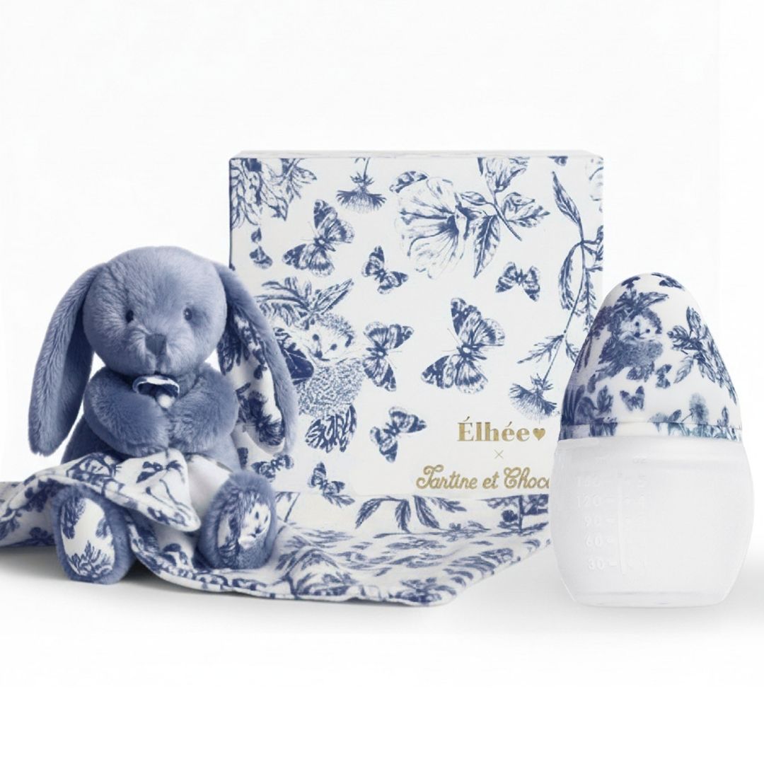 Baby Bottle + Lovey Gift Set | Tartine et Chocolat "Toile de Jouy" Blue