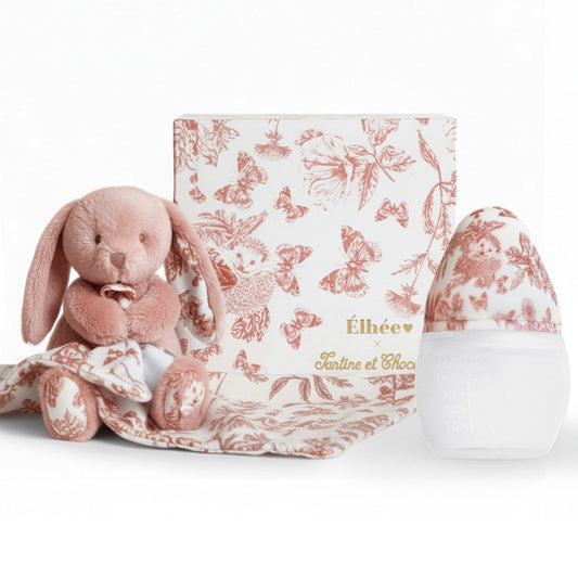 Baby Bottle + Lovey Gift Set | Tartine et Chocolat "Toile de Jouy" Terracotta
