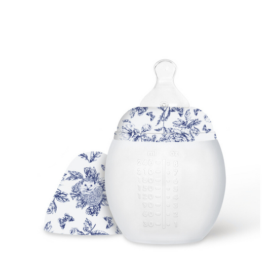 Anti-colic baby bottle 8 oz | Tartine et Chocolat "Toile de Jouy" Blue