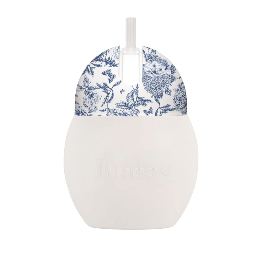 Weighted straw cup 8 oz | "Toile de Jouy" Blue 9m+