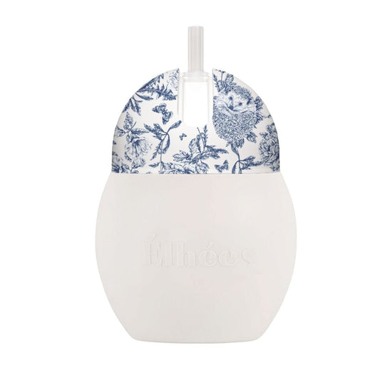 Weighted straw cup 8 oz | "Toile de Jouy" Blue 9m+