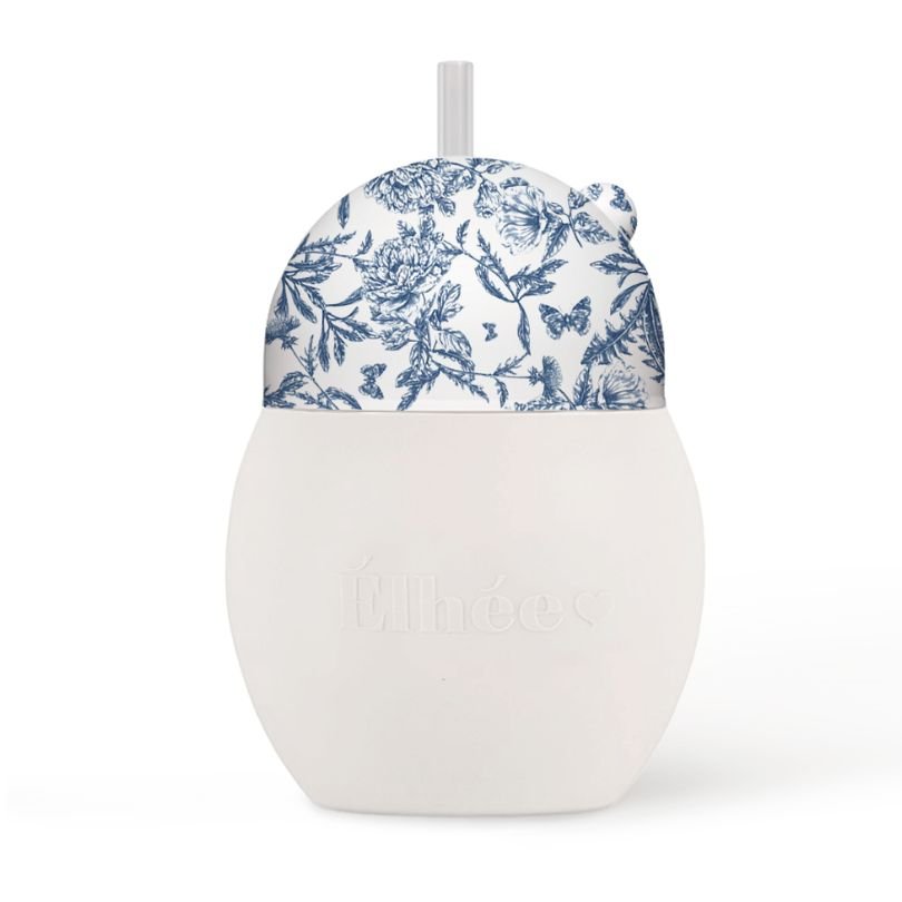 Weighted straw cup 8 oz | "Toile de Jouy" Blue 9m+